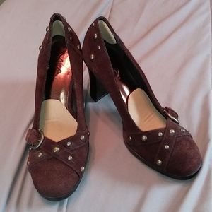 Dark brown suede MIA heels